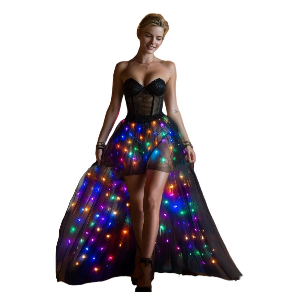 7983 Tulle Tutu Skirts Adult High Low Tulle Skirts Skirt LED Light Up